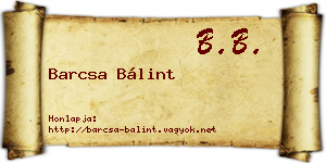 Barcsa Bálint névjegykártya